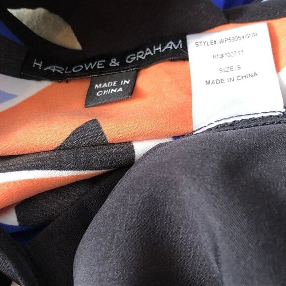 Harlowe & Graham Blue & Orange Geometric Dress Size Small - Picture 5 of 7